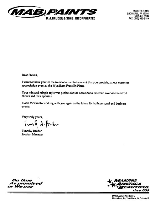 Testimonials for Corporate | Steve Wallach